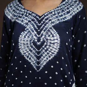 Blue - tie-dye cotton bandhani kurta set (set of 3) 07