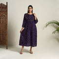  Blue Tie & Dye Cotton Flared Bandhani Dress