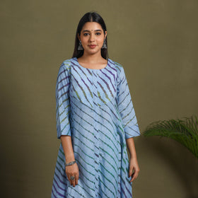 Blue Tie-Dye Cotton A-Line Leheriya Kurta