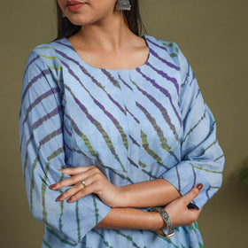 Blue Tie-Dye Cotton A-Line Leheriya Kurta