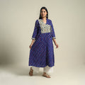  Blue Tie-dye Cotton Patchwork A-Line Bandhani Kurta for Women