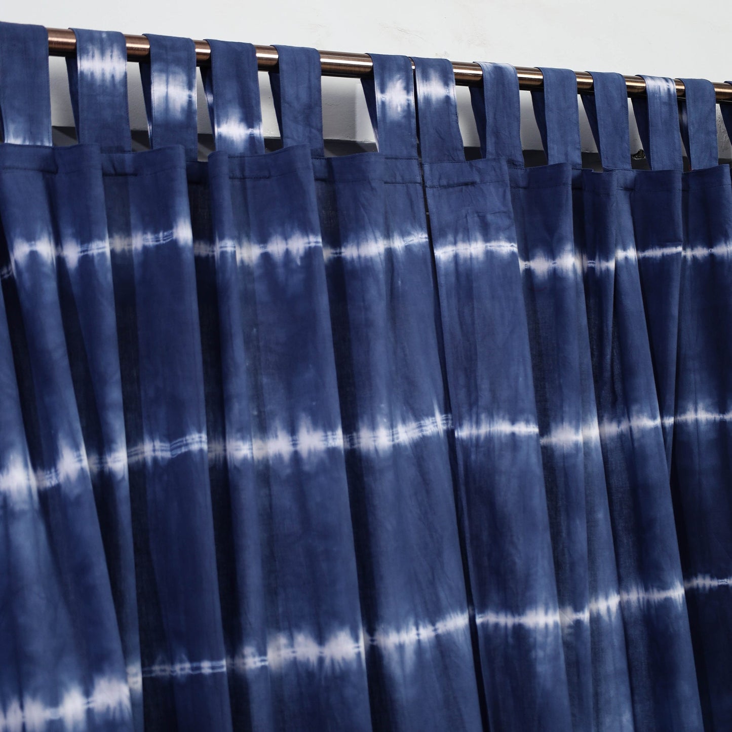 Blue - tie & dye cotton shibori curtain for door (set of 2)