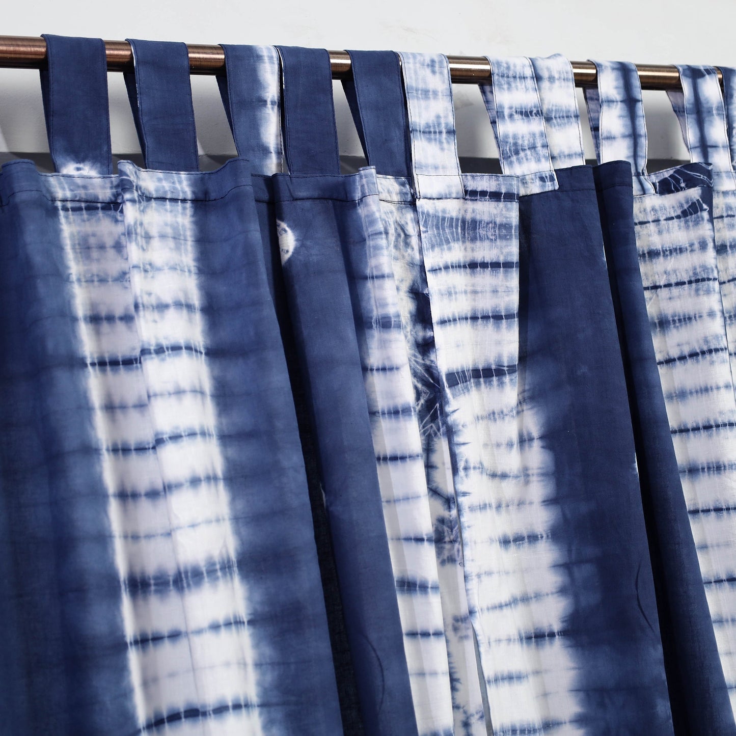 Blue - tie & dye cotton shibori curtain for door (set of 2)