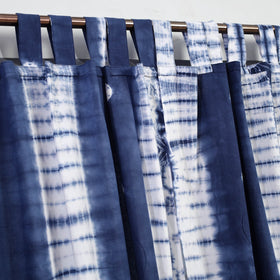 Blue - tie & dye cotton shibori curtain for door (set of 2)
