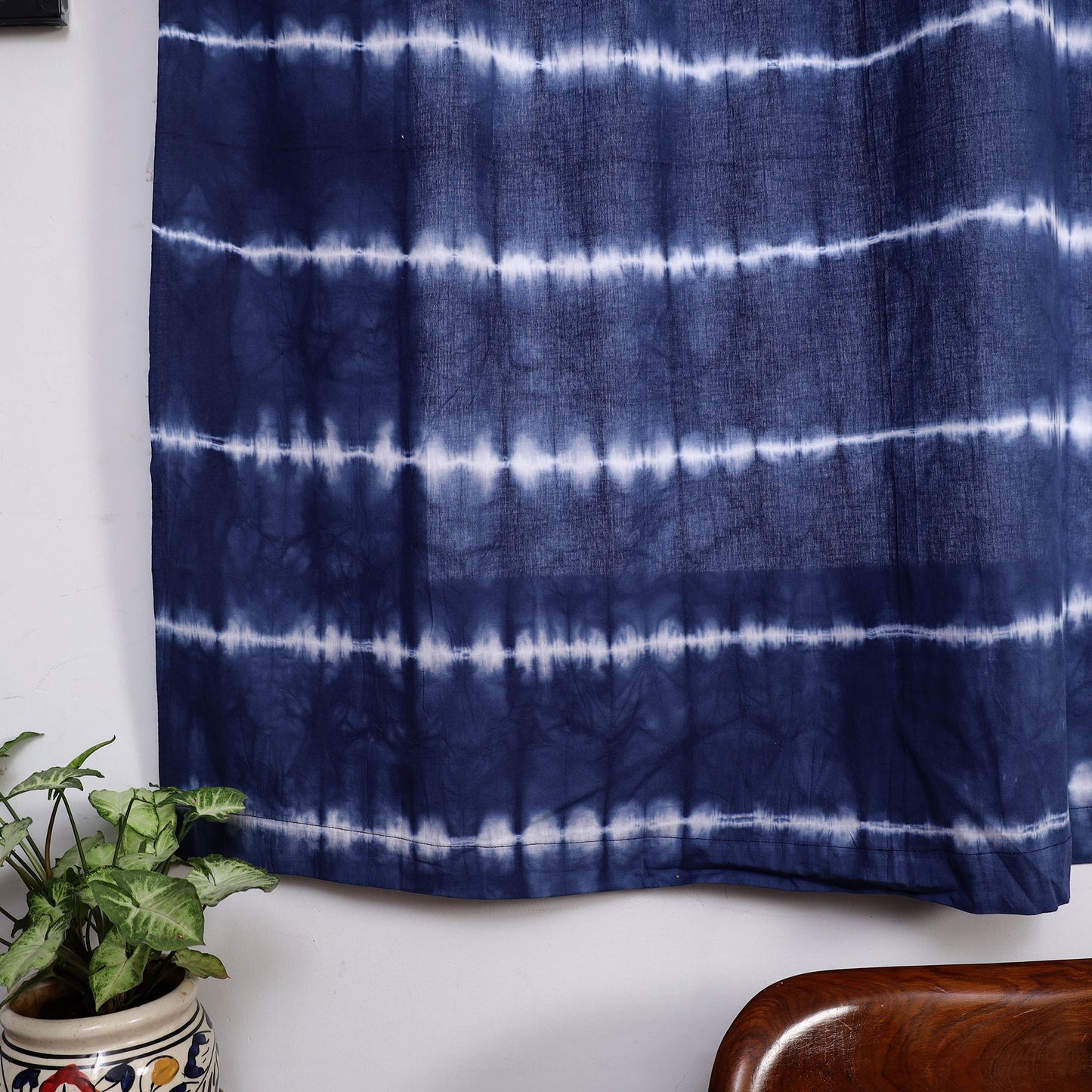 Blue - tie & dye cotton shibori curtain for window (set