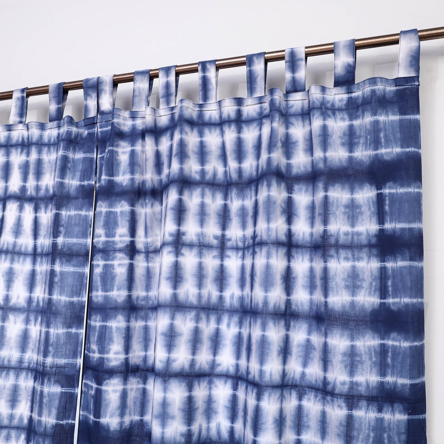 Blue - tie & dye cotton shibori curtain for window (set