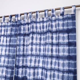 Blue - tie & dye cotton shibori curtain for window (set