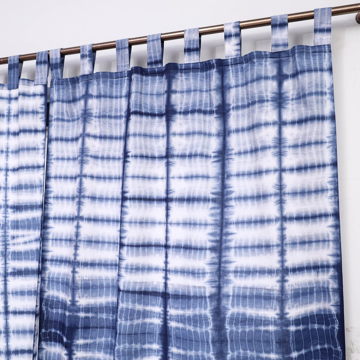 Blue - tie & dye cotton shibori curtain for window (set