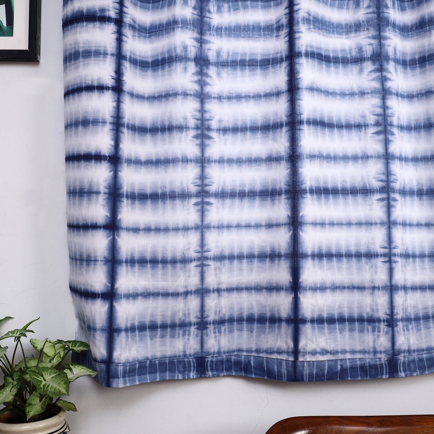 Blue - tie & dye cotton shibori curtain for window (set