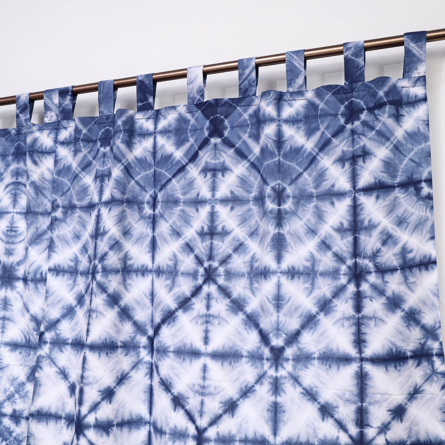 Blue - tie & dye cotton shibori curtain for window (set