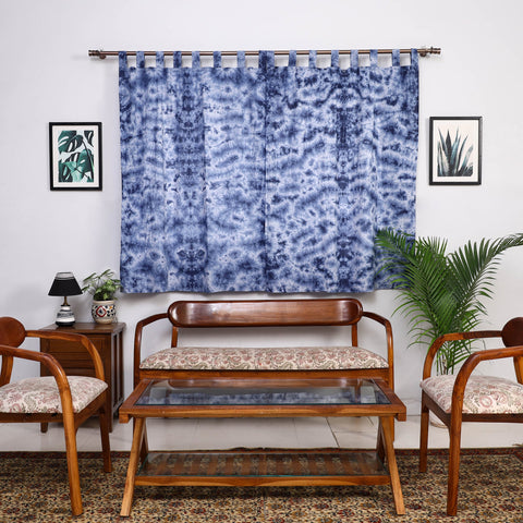 Blue - tie & dye cotton shibori curtain for window (set