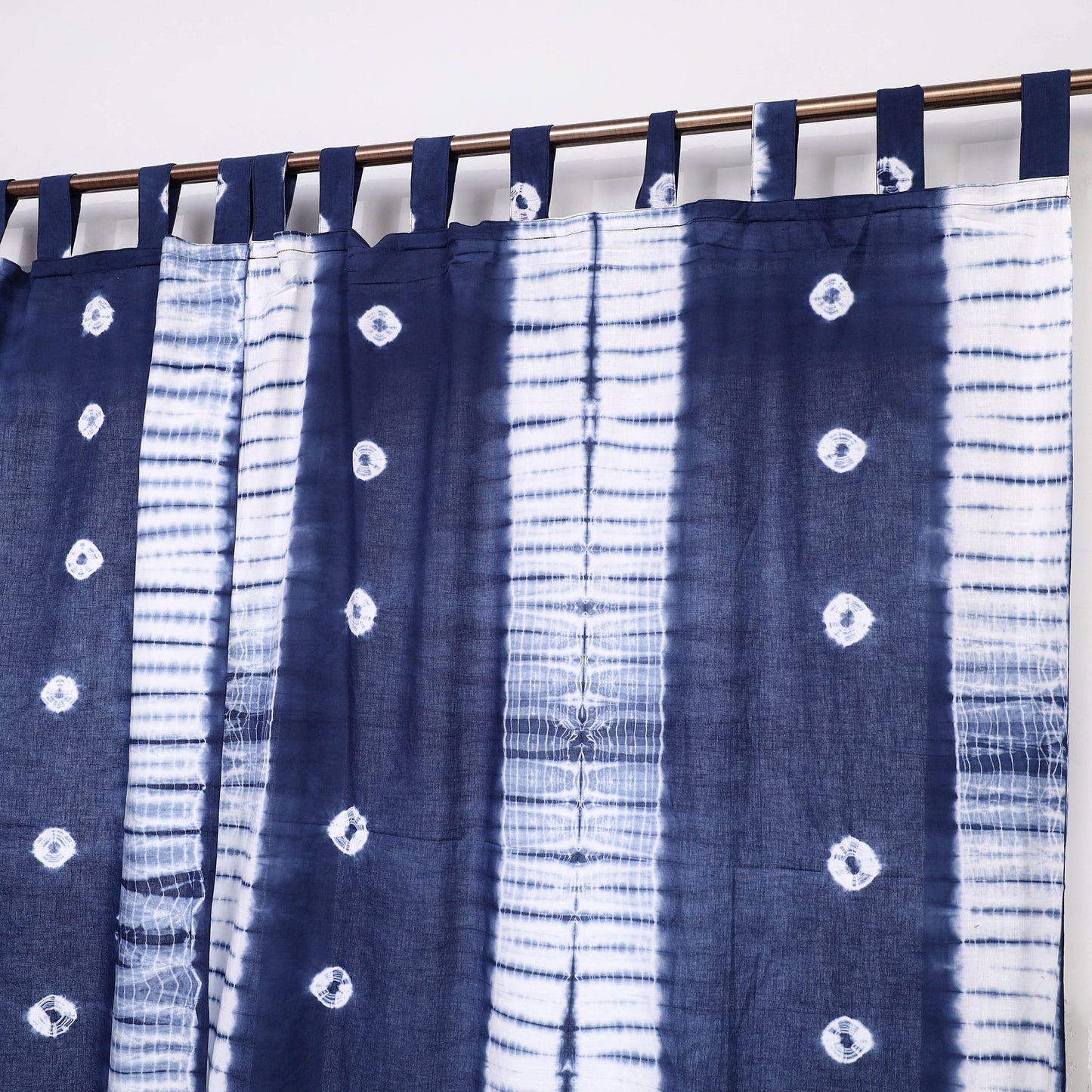 Blue - tie & dye cotton shibori curtain for window (set