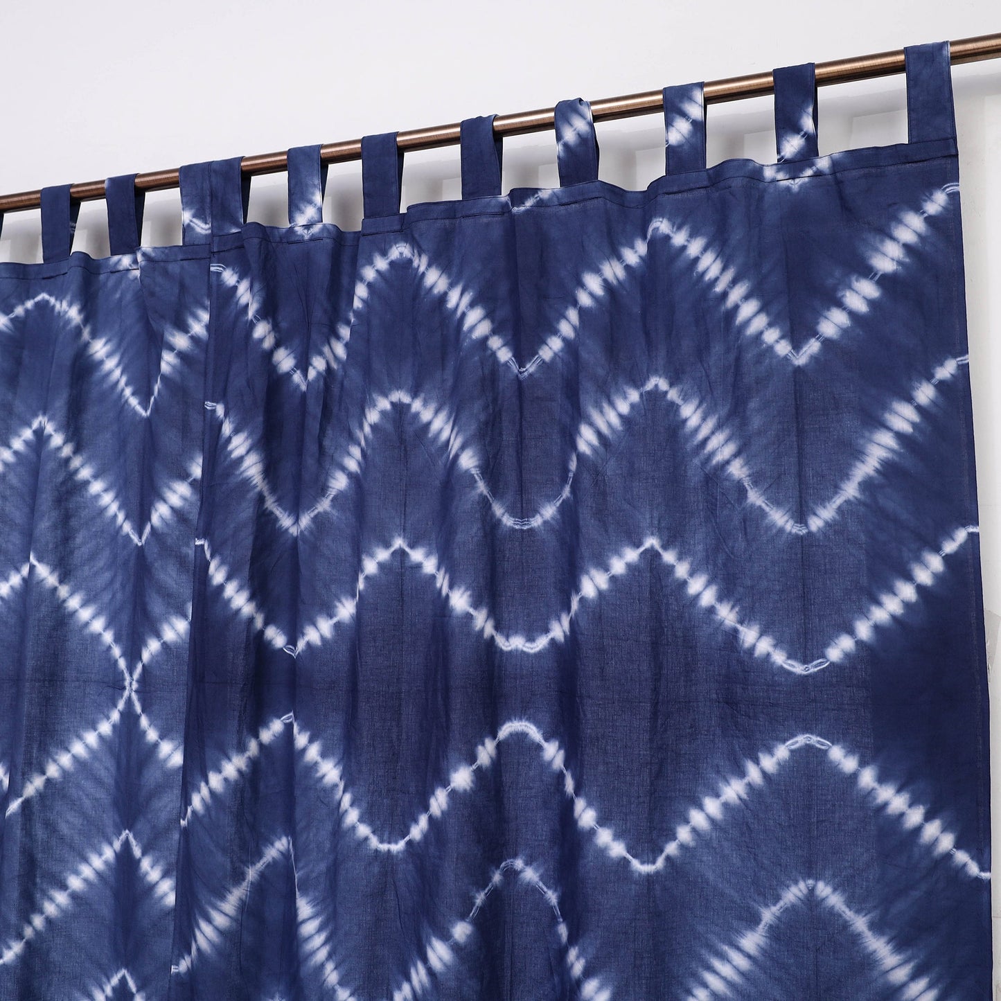 Blue - tie & dye cotton shibori curtain for window (set