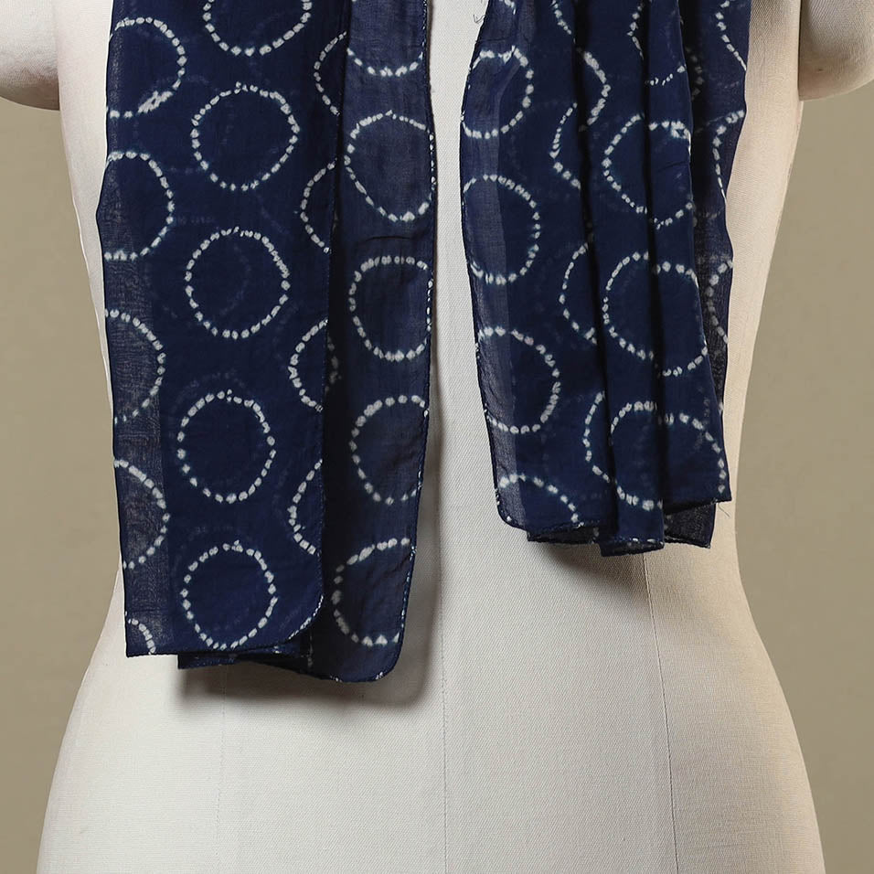 Blue Tie-Dye Cotton Shibori Stole 