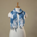 Blue Tie-Dye Cotton Shibori Stole with Tassels