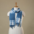 Blue Tie-Dye Cotton Shibori Stole with Tassels