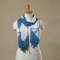 Blue Tie-Dye Cotton Shibori Stole with Tassels