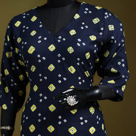 Blue - tie-dye cotton short bandhani kurta 04 - handcrafted