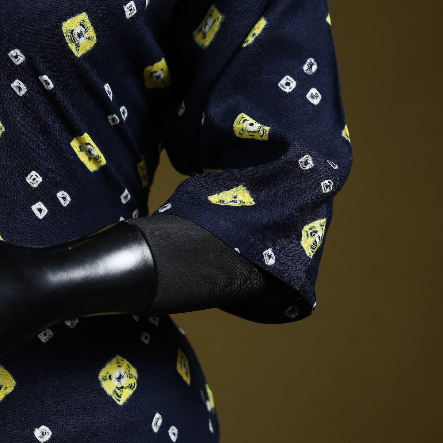 Blue - tie-dye cotton short bandhani kurta 04 - handcrafted