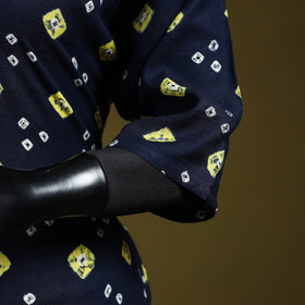 Blue - tie-dye cotton short bandhani kurta 04 - handcrafted