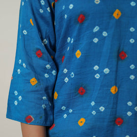 Blue - tie & dye cotton straight bandhani kurta 04