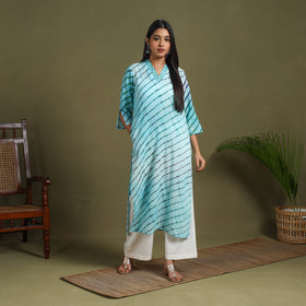 Blue Tie-Dye Cotton Straight Leheriya Kurta