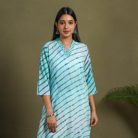 Blue Tie-Dye Cotton Straight Leheriya Kurta