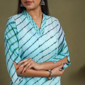Blue Tie-Dye Cotton Straight Leheriya Kurta