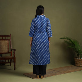 Buy Blue Tie-Dye Cotton Straight Leheriya Kurta