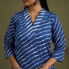 Buy Blue Tie-Dye Cotton Straight Leheriya Kurta
