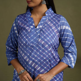 Buy Blue Tie-Dye Cotton Straight Leheriya Kurta