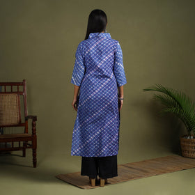 Buy Blue Tie-Dye Cotton Straight Leheriya Kurta