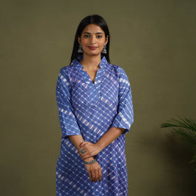Buy Blue Tie-Dye Cotton Straight Leheriya Kurta