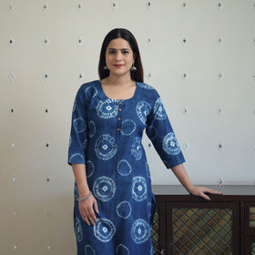 Buy Blue Tie & Dye Cotton Straight Shibori Kurta