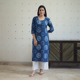 Buy Blue Tie & Dye Cotton Straight Shibori Kurta
