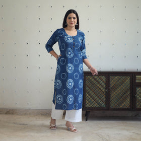 Buy Blue Tie & Dye Cotton Straight Shibori Kurta