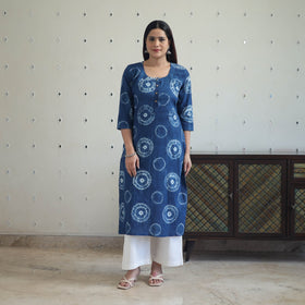 Buy Blue Tie & Dye Cotton Straight Shibori Kurta