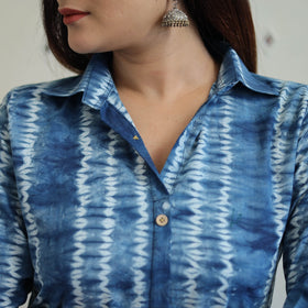 Buy Blue Tie & Dye Cotton Straight Shibori Kurta