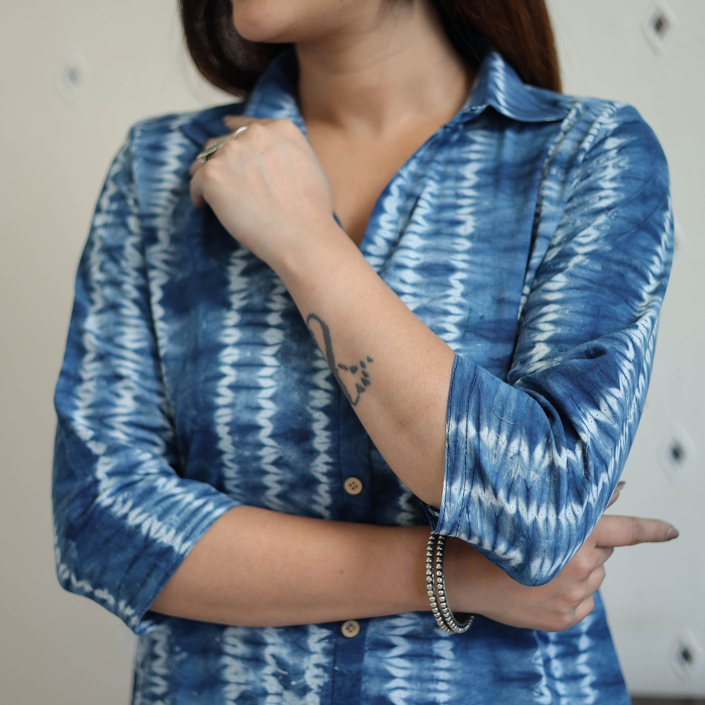 Buy Blue Tie & Dye Cotton Straight Shibori Kurta