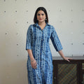 Buy Blue Tie & Dye Cotton Straight Shibori Kurta