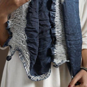 Blue - tie & dye gajji silk shibori stole 09 - handcrafted