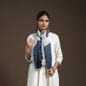 Blue - tie & dye gajji silk shibori stole 09 - handcrafted