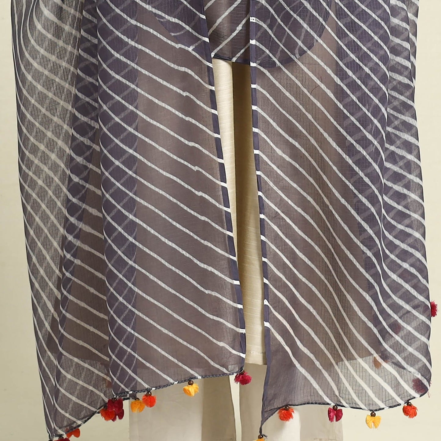 Blue Tie & Dye Kota Doria Cotton Leheriya Dupatta