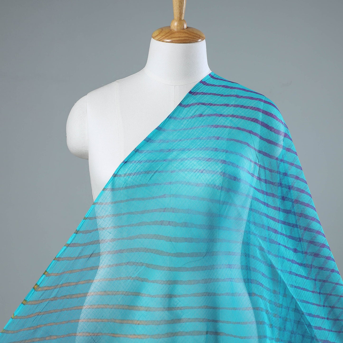 Blue - leheriya tie-dye kota doria cotton fabric