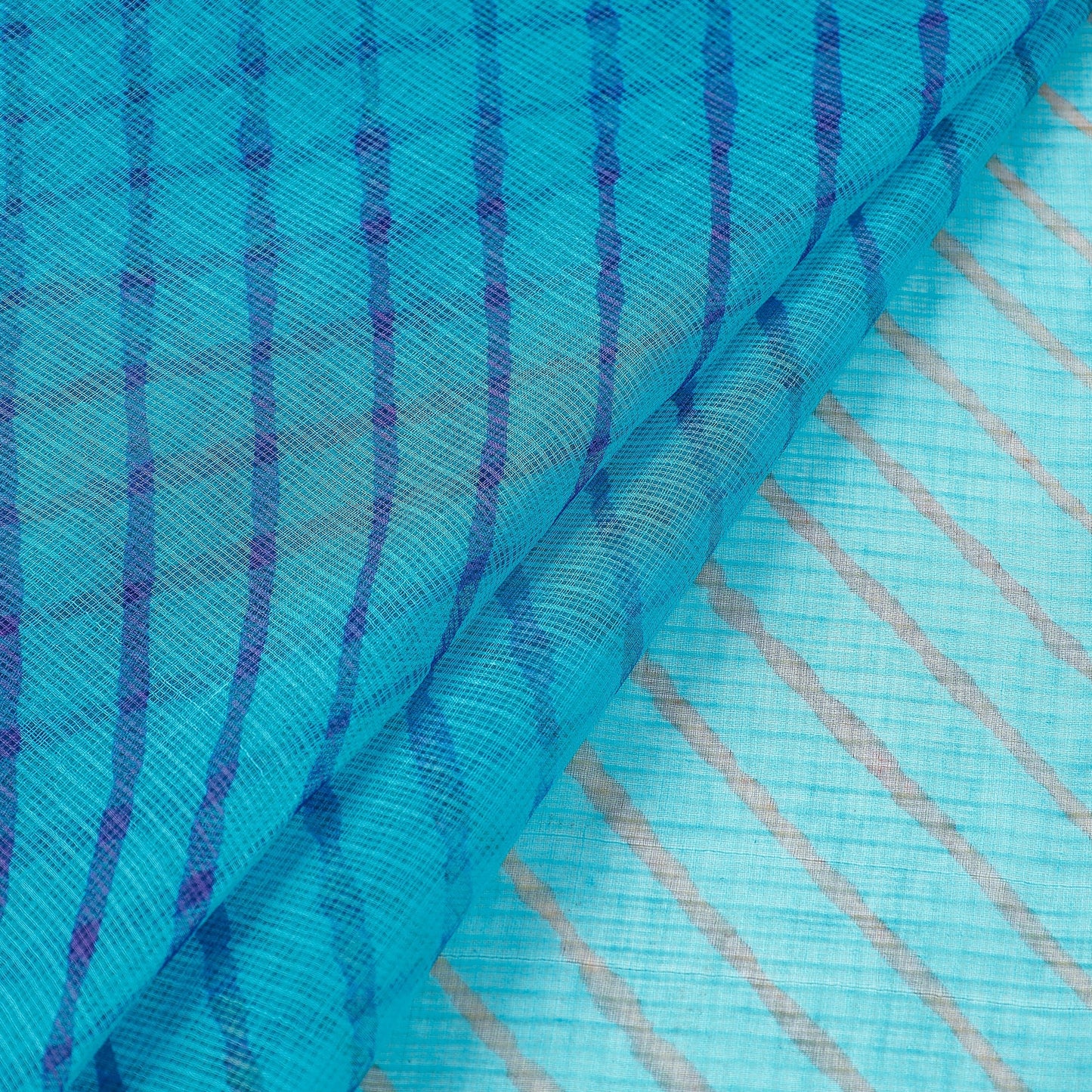 Blue - leheriya tie-dye kota doria cotton fabric
