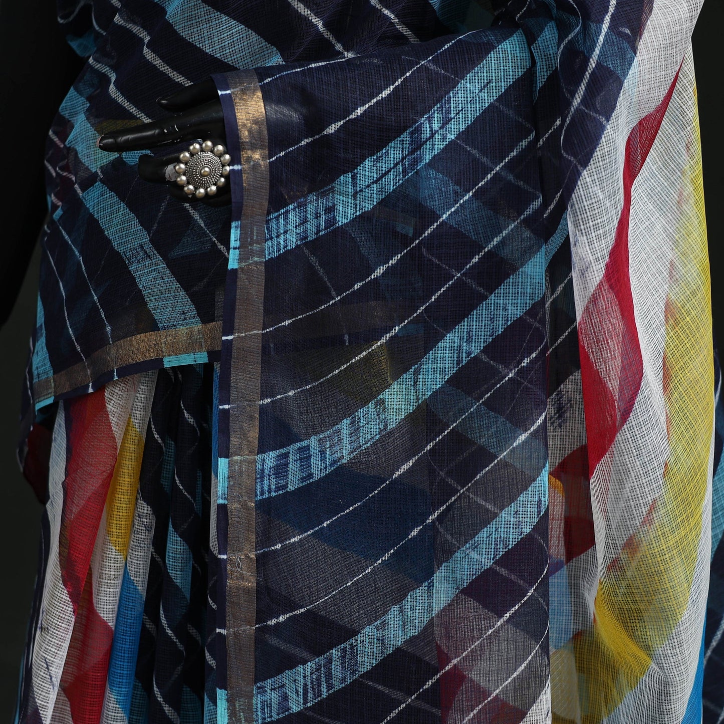 Tie-dye kota doria cotton leheriya saree 09 - handcrafted