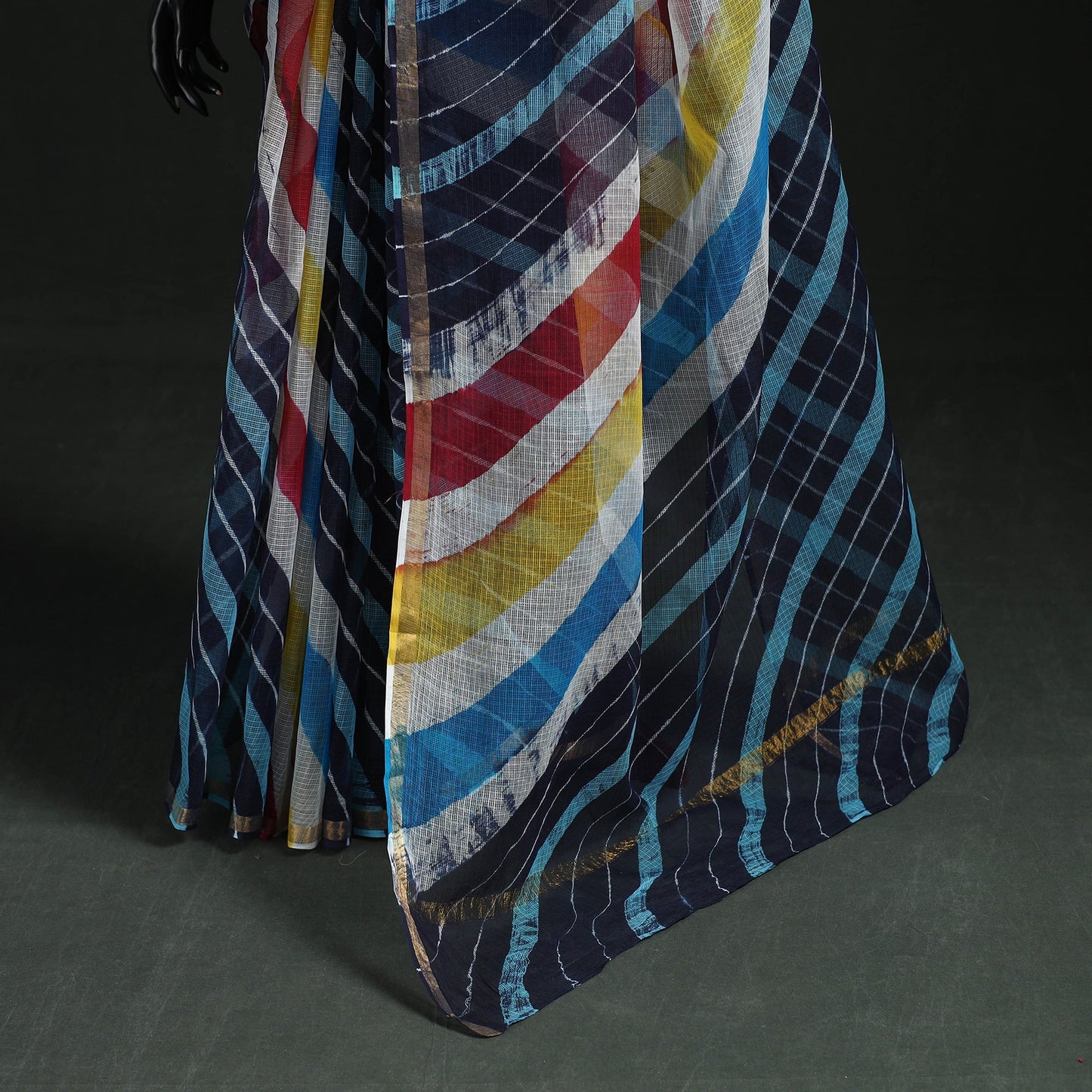 Tie-dye kota doria cotton leheriya saree 09 - handcrafted