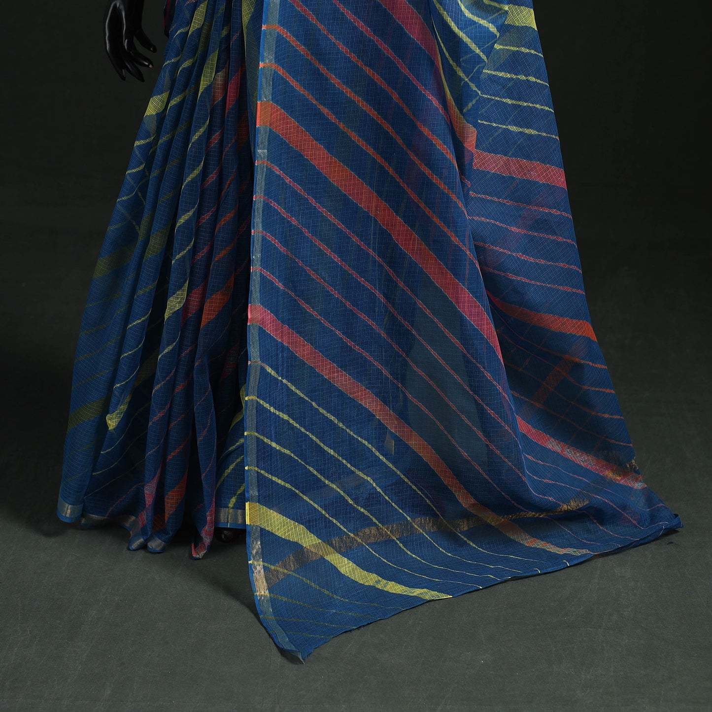 Tie-dye kota doria cotton leheriya saree 12 - handcrafted