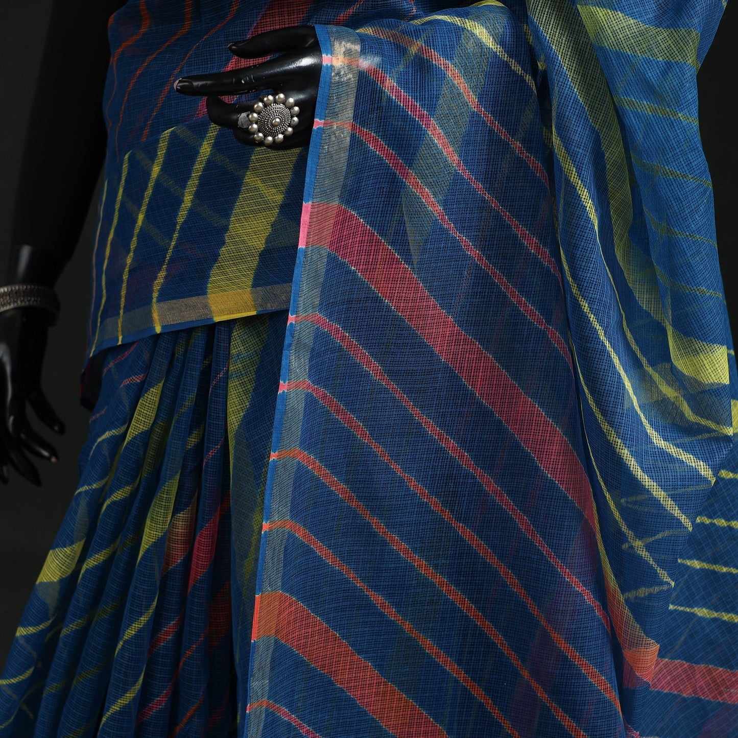 Tie-dye kota doria cotton leheriya saree 12 - handcrafted