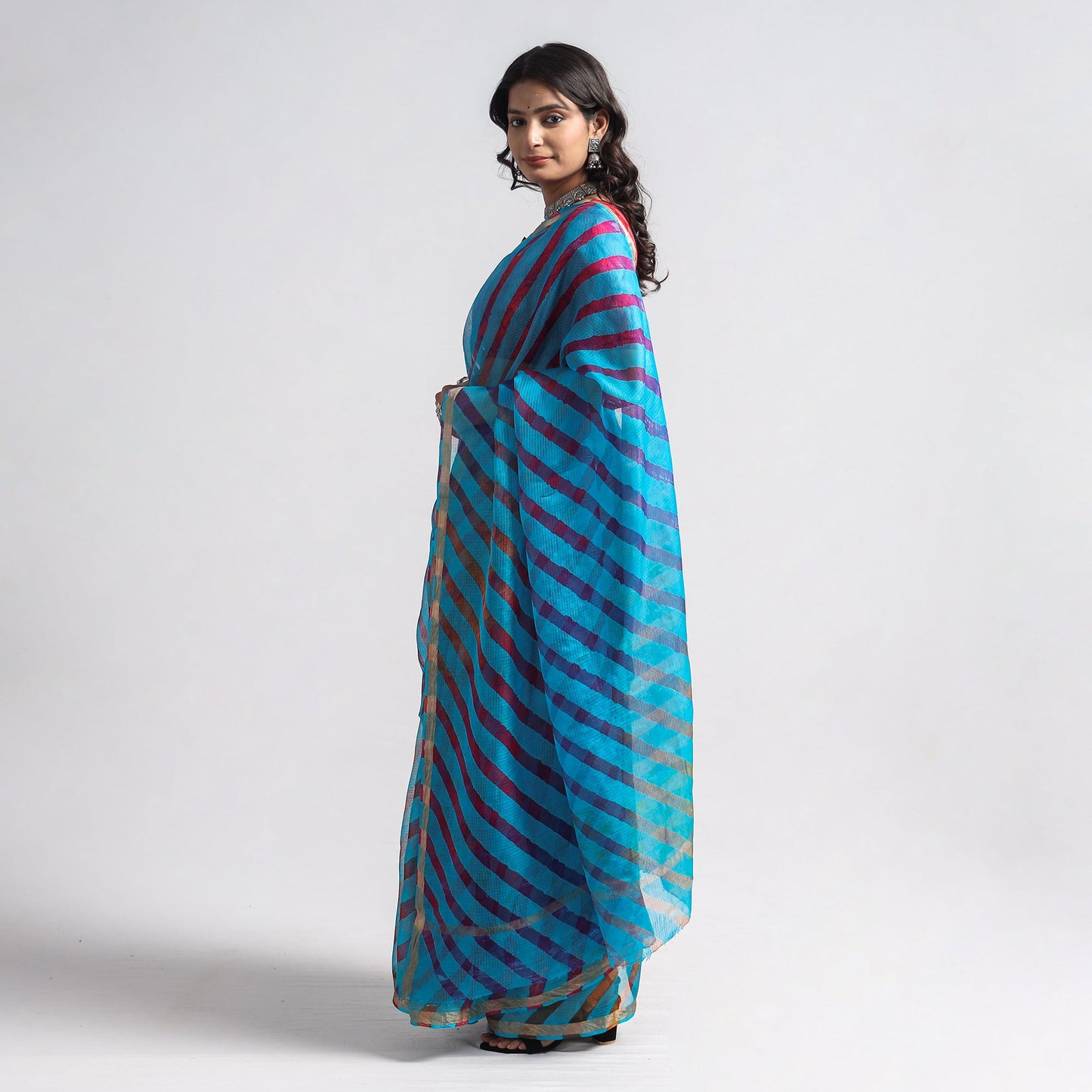  Leheriya Tie-Dye Kota Doria Silk Saree with Zari Border Online 